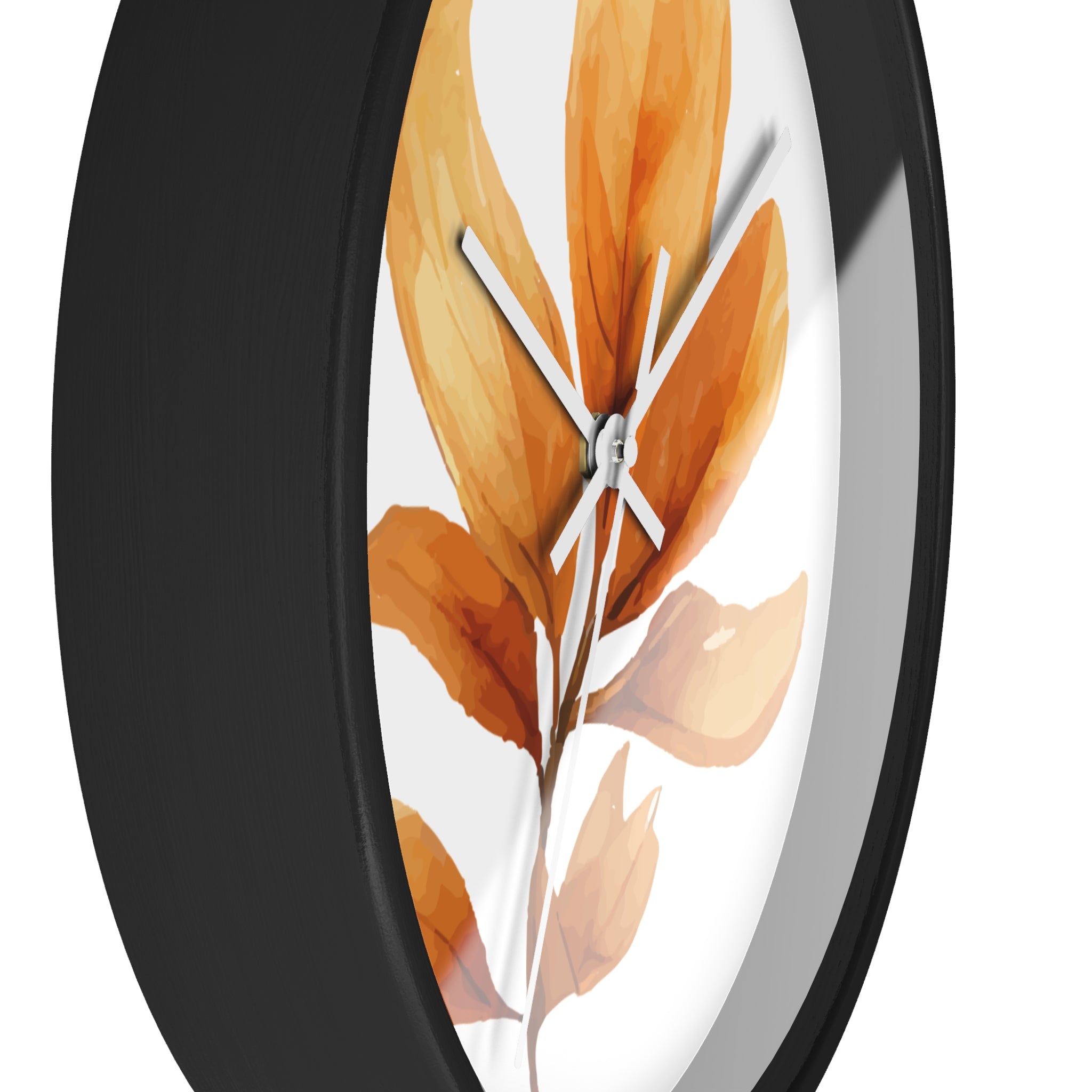 Autumn Watercolor Foliage Wall Clock