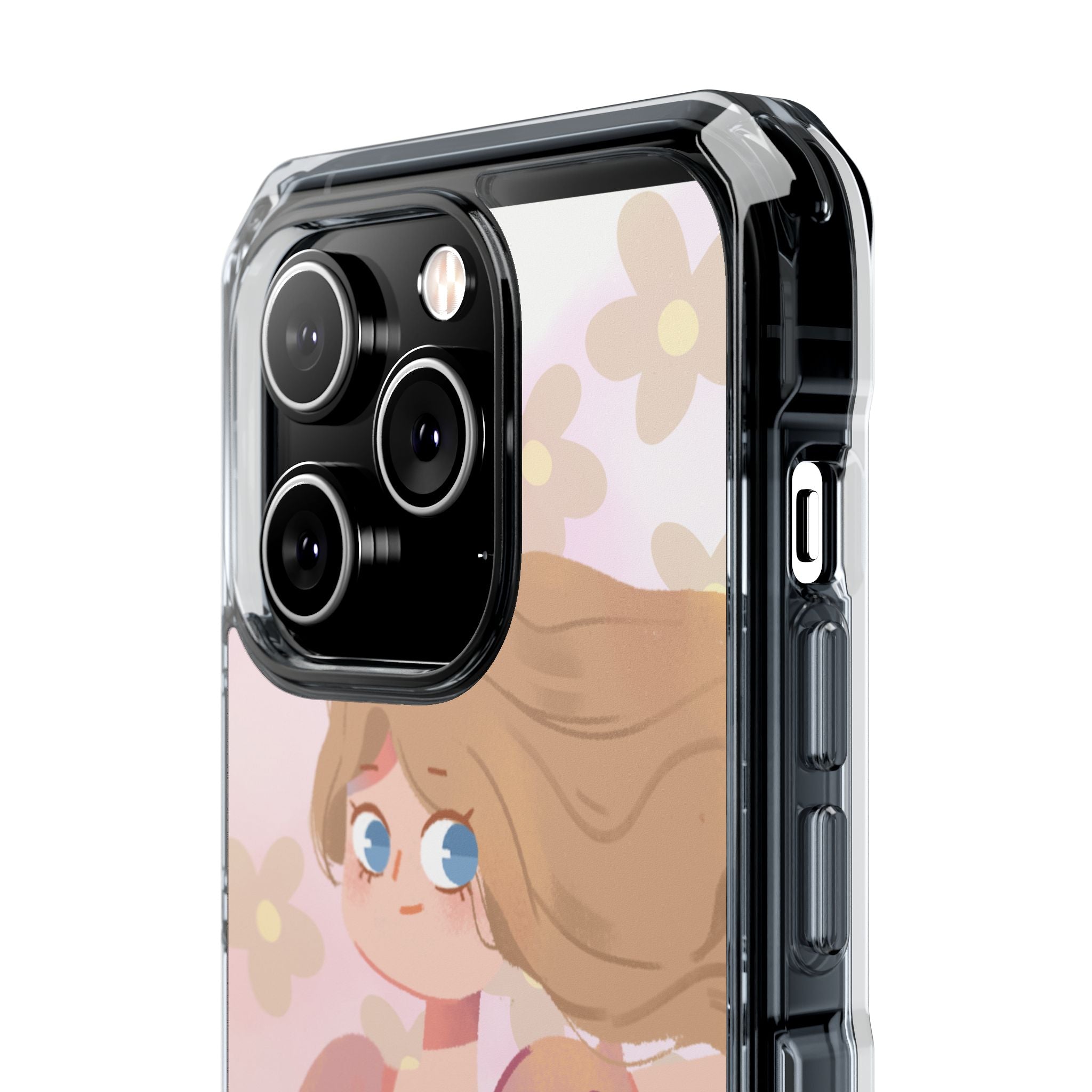 Clear Magnetic Phone Case — Pastel Girl Floral Design