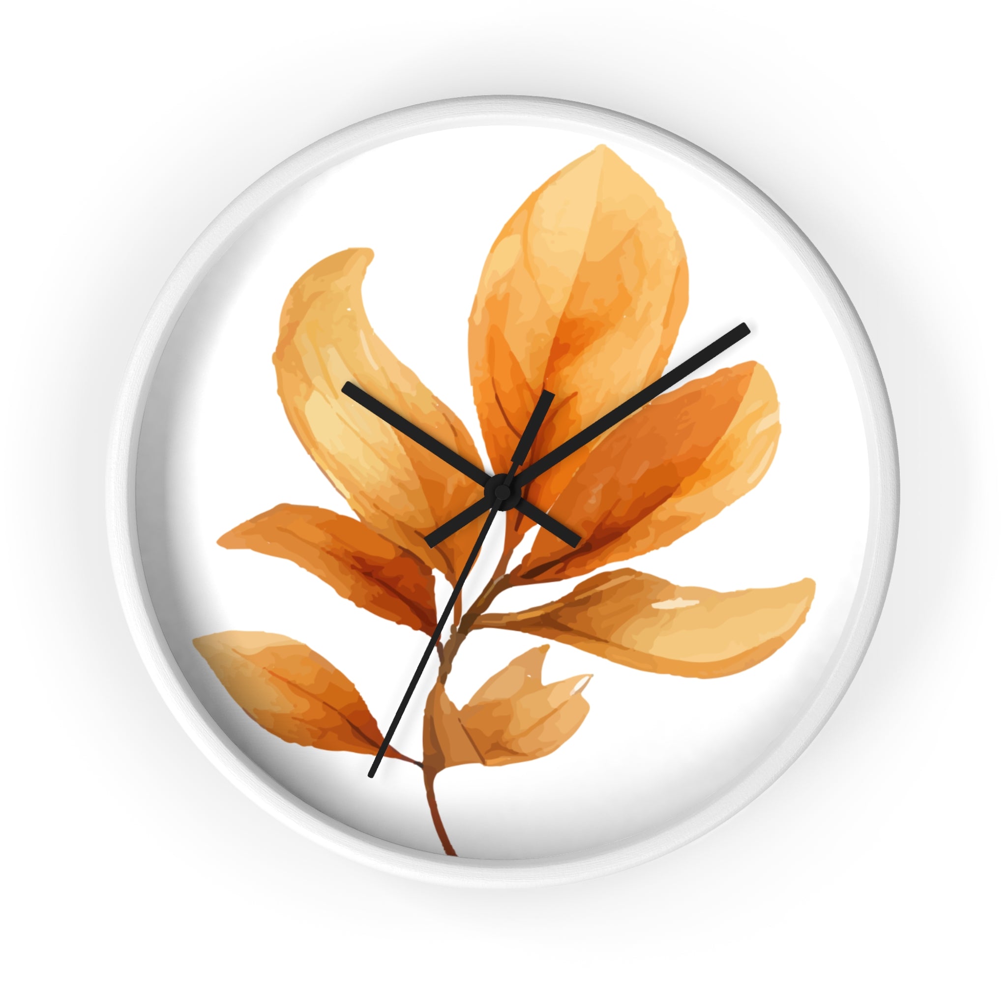 Autumn Watercolor Foliage Wall Clock