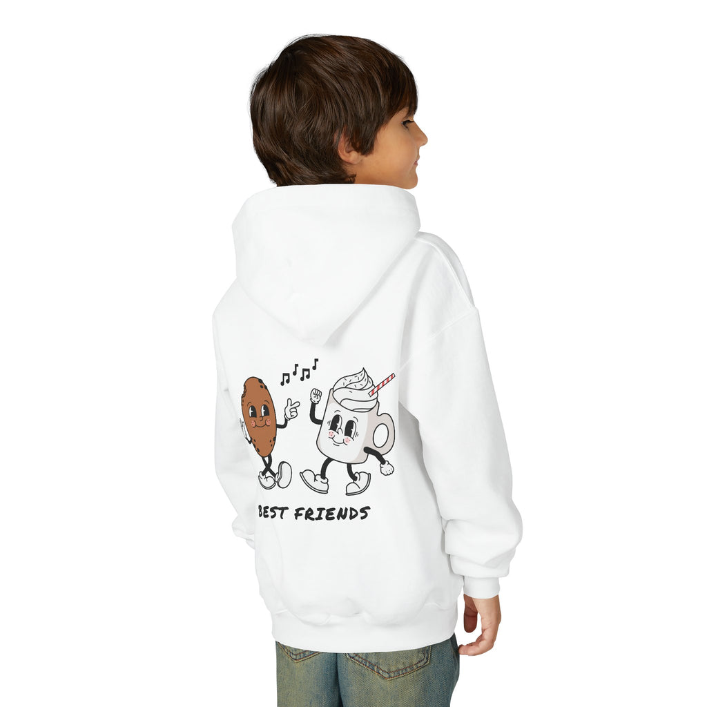 Youth Hoodie — "Alpha Gen" Best Friends Coffee & Donut Graphic