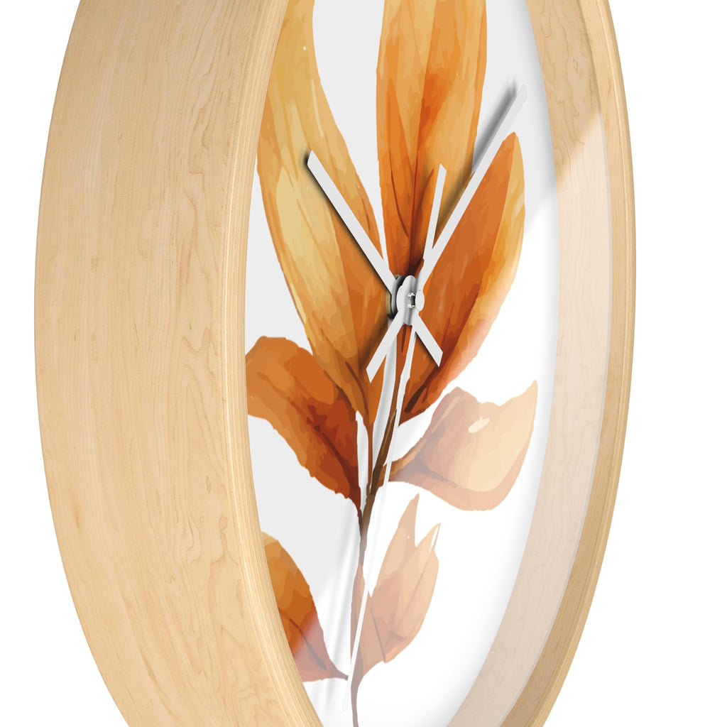 Autumn Watercolor Foliage Wall Clock