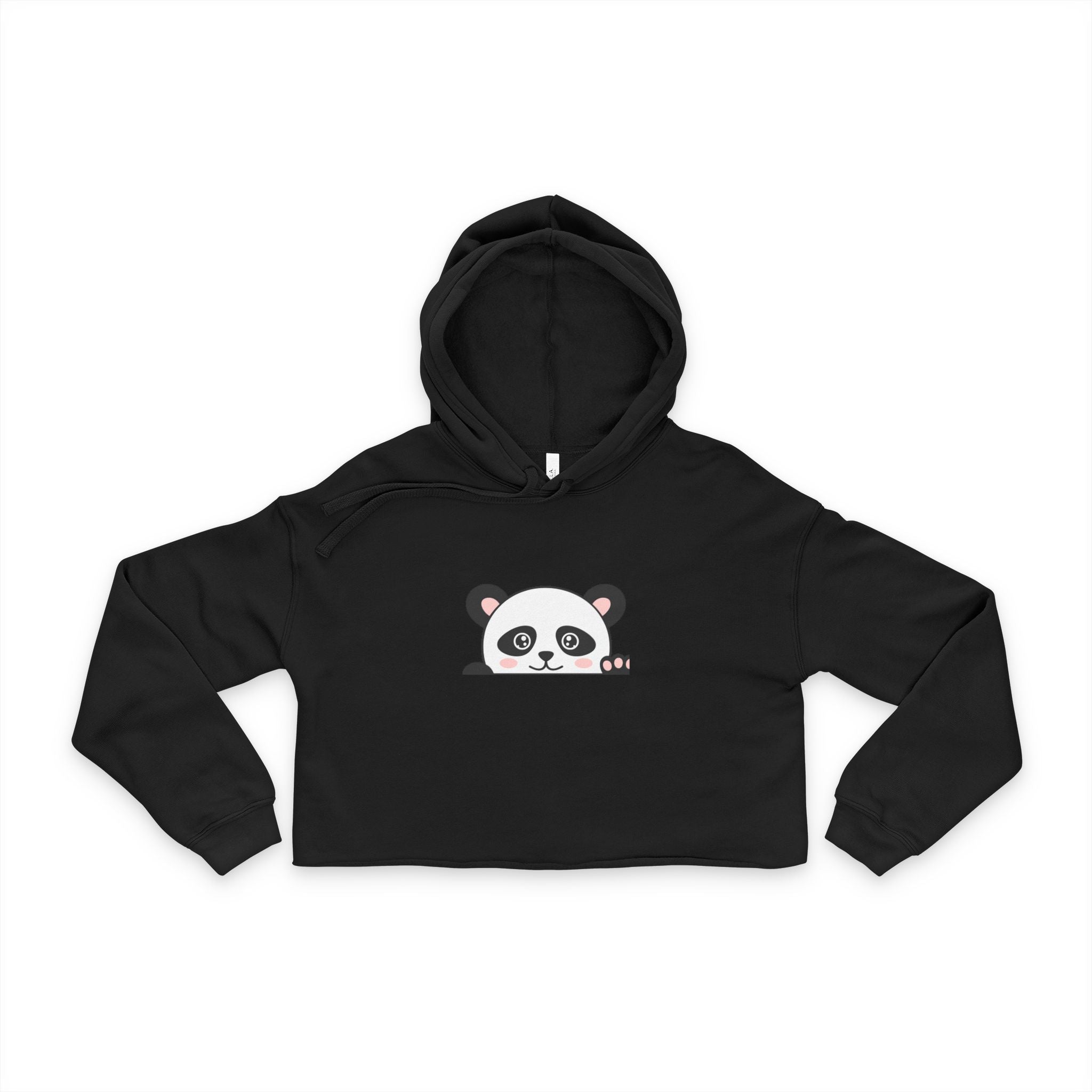 Cute Peeking Panda Cropped Hoodie — Women's Kawaii Animal Sweatshirt