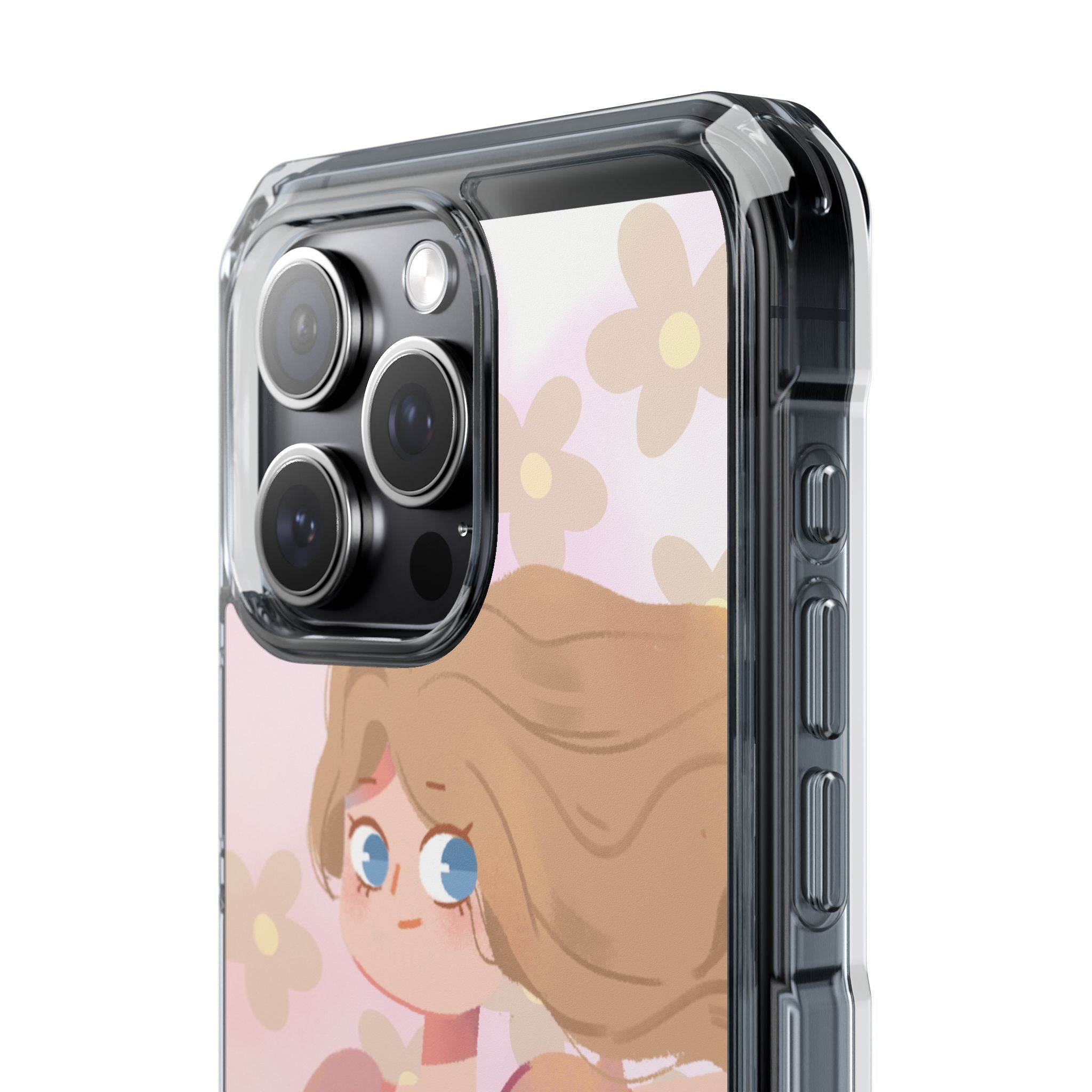 Clear Magnetic Phone Case — Pastel Girl Floral Design