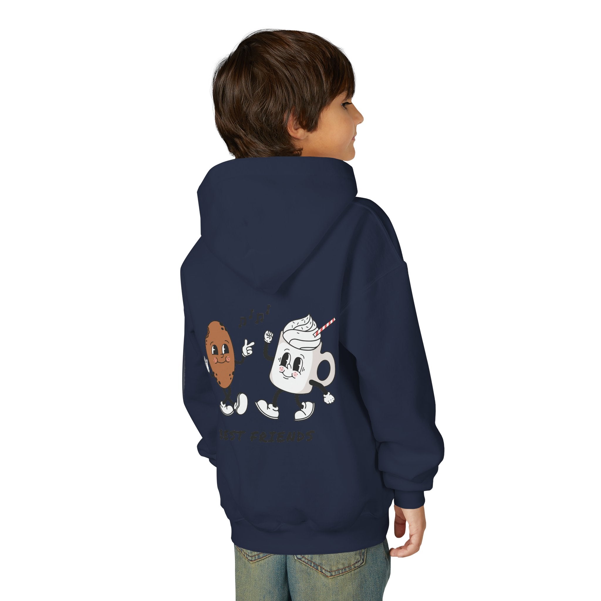Youth Hoodie — "Alpha Gen" Best Friends Coffee & Donut Graphic
