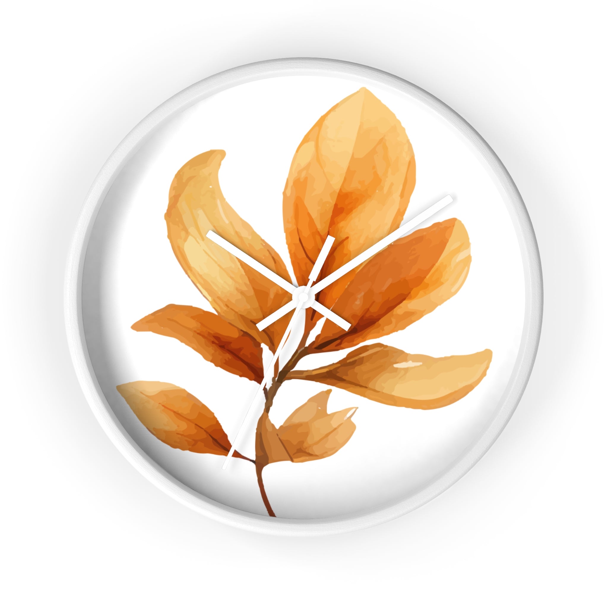 Autumn Watercolor Foliage Wall Clock