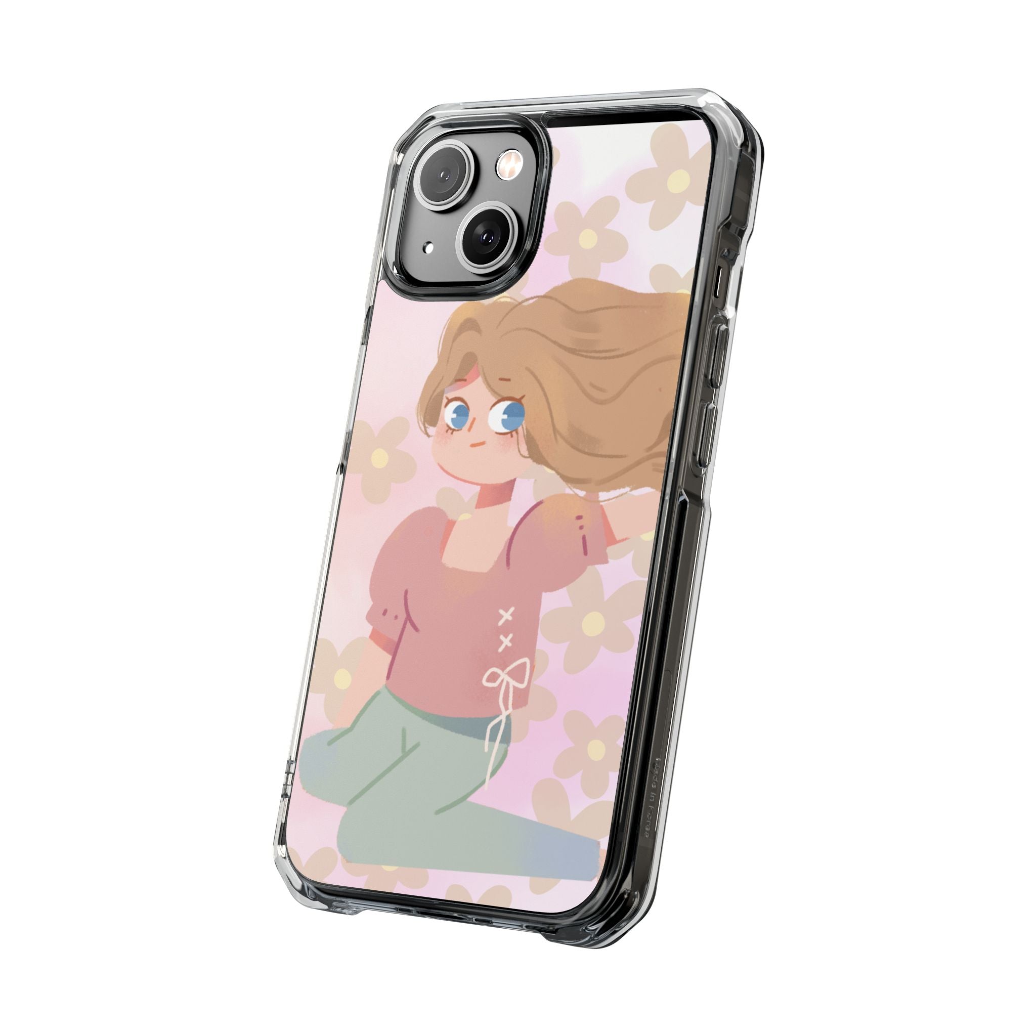 Clear Magnetic Phone Case — Pastel Girl Floral Design