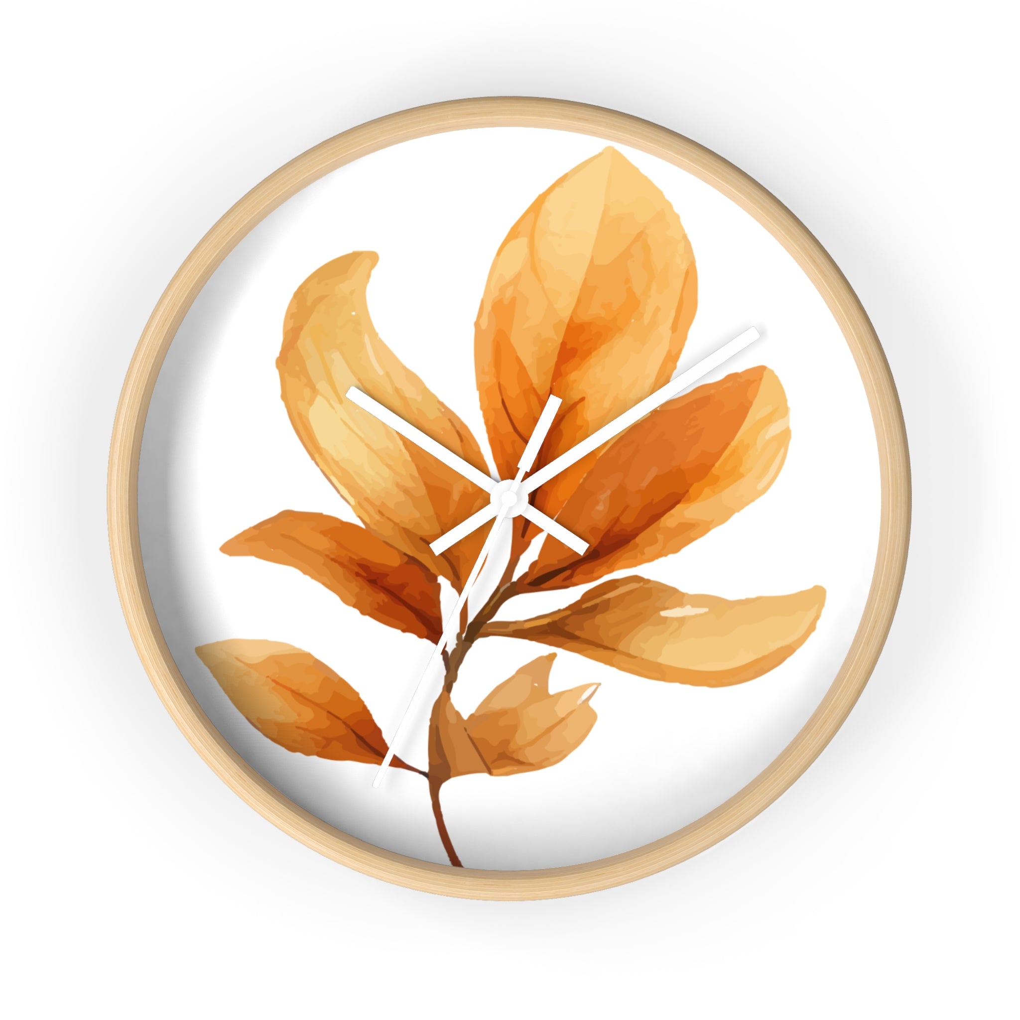 Autumn Watercolor Foliage Wall Clock