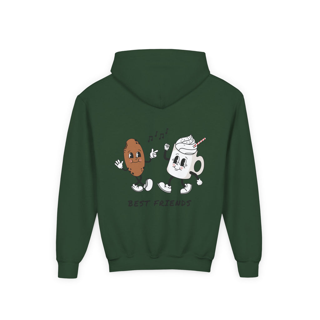 Youth Hoodie — "Alpha Gen" Best Friends Coffee & Donut Graphic