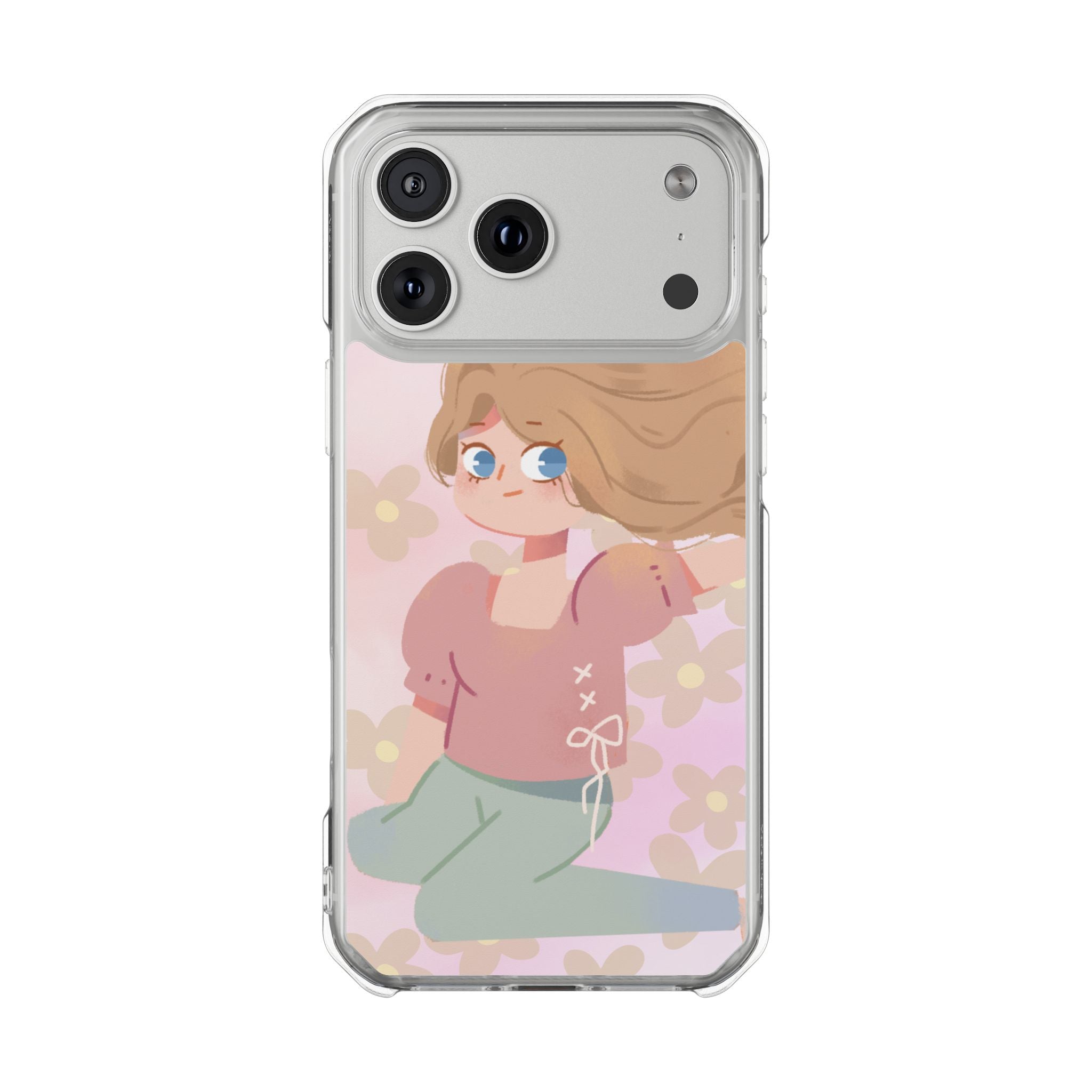 Clear Magnetic Phone Case — Pastel Girl Floral Design