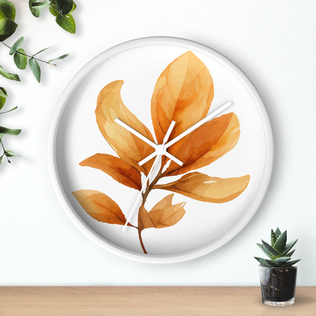 Autumn Watercolor Foliage Wall Clock