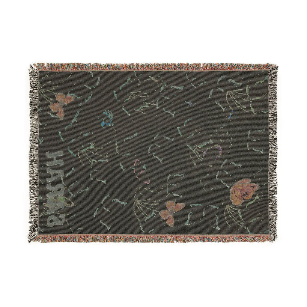 Personalized Woven Blanket — Floral Butterfly Name Throw (Custom "SARAH")