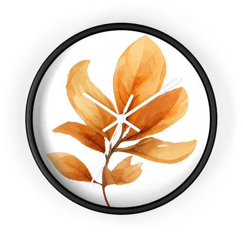 Autumn Watercolor Foliage Wall Clock