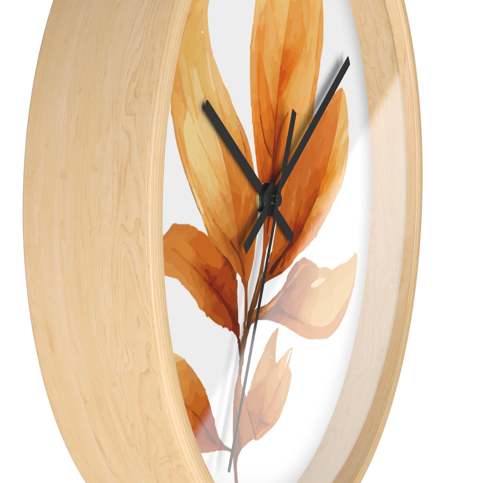 Autumn Watercolor Foliage Wall Clock
