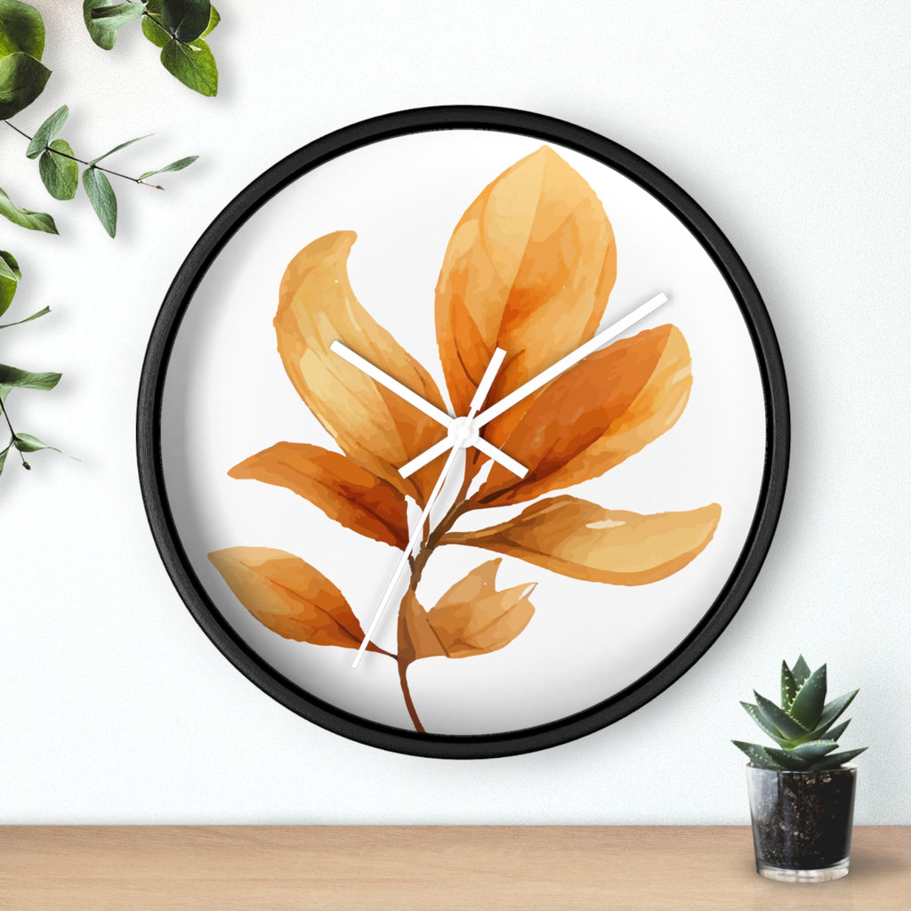 Autumn Watercolor Foliage Wall Clock