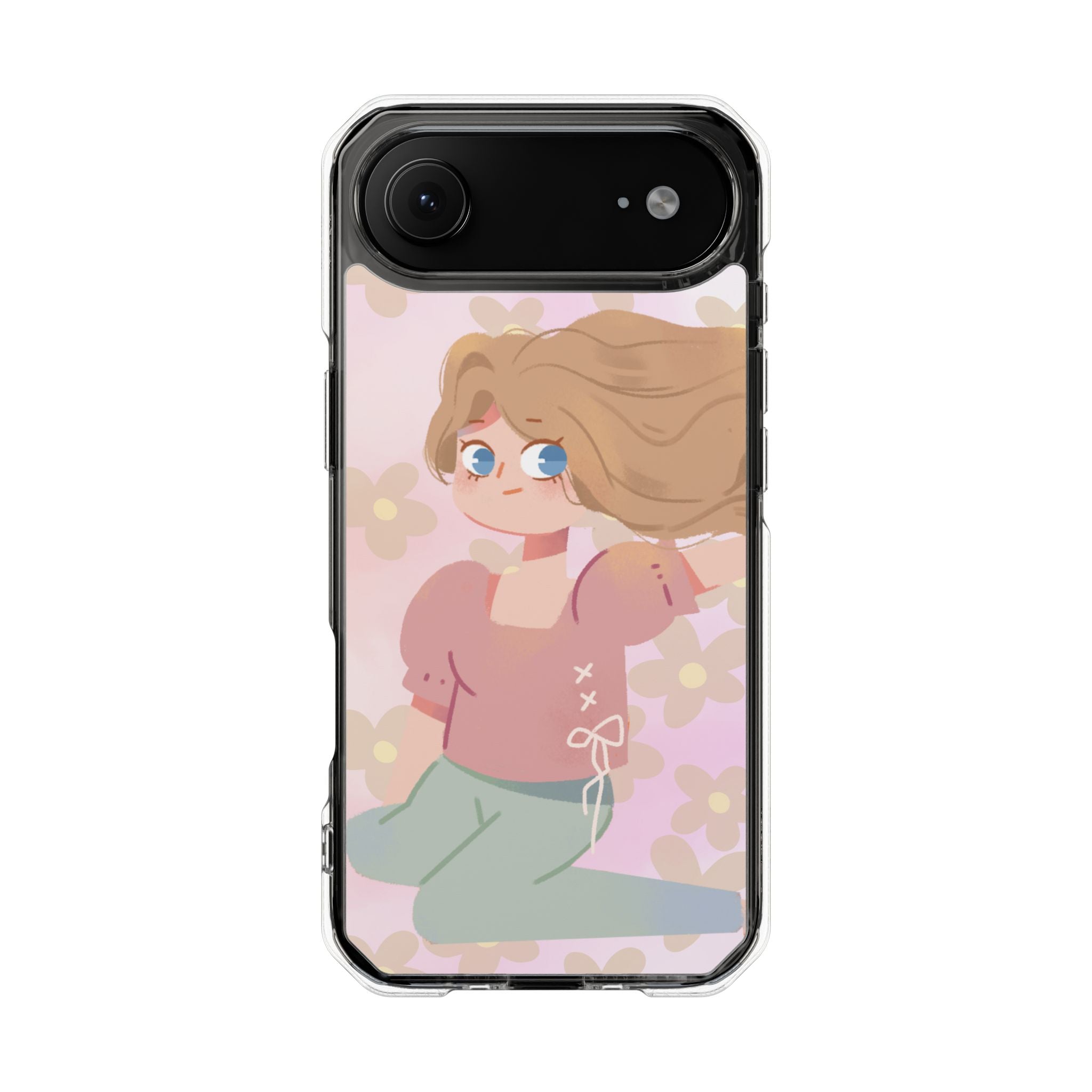 Clear Magnetic Phone Case — Pastel Girl Floral Design