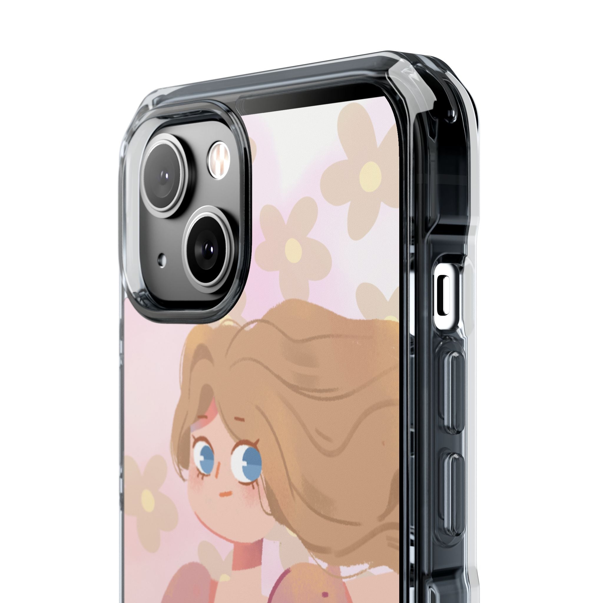 Clear Magnetic Phone Case — Pastel Girl Floral Design