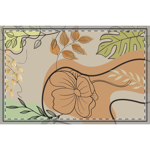 Botanical Abstract Area Rug — Earth Tones Floral Line Art