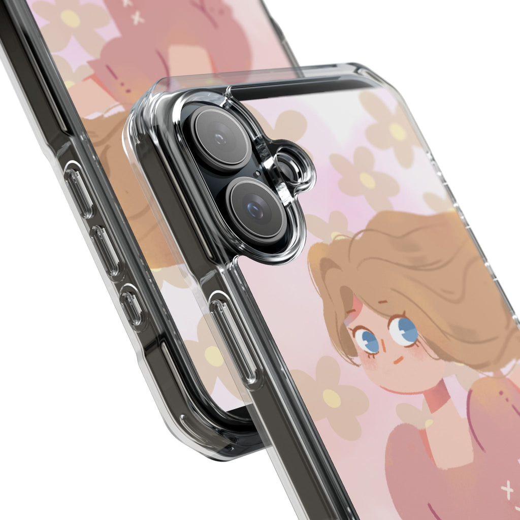 Clear Magnetic Phone Case — Pastel Girl Floral Design