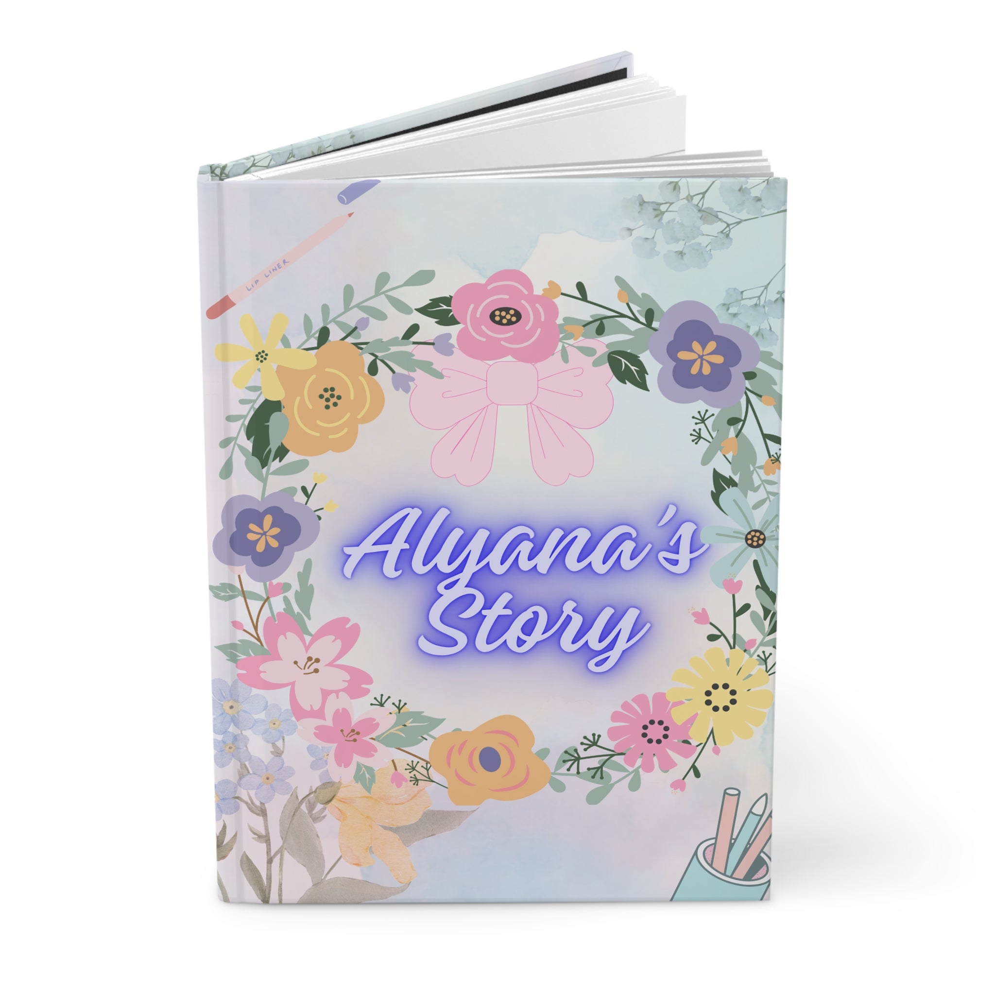 Personalized Floral Journal — "Alyana's Story" Hardcover Notebook