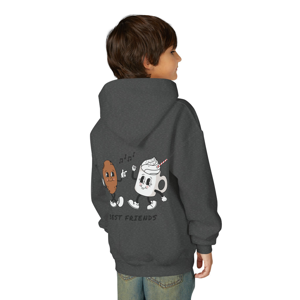 Youth Hoodie — "Alpha Gen" Best Friends Coffee & Donut Graphic