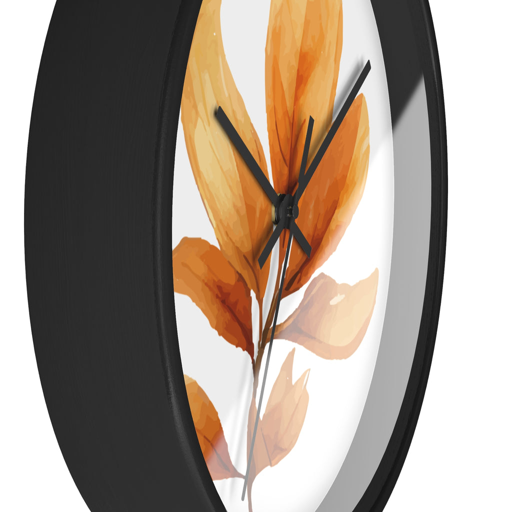 Autumn Watercolor Foliage Wall Clock