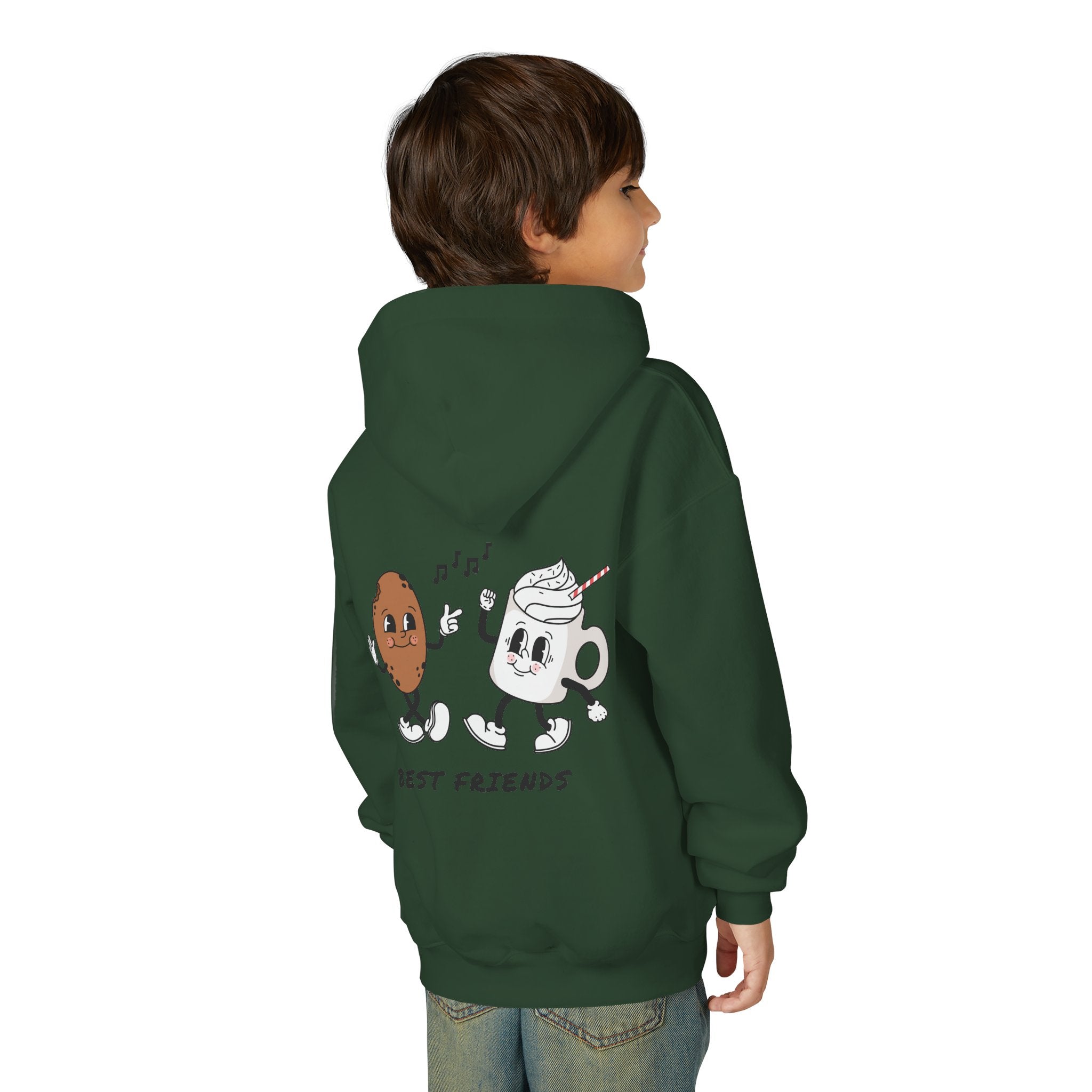 Youth Hoodie — "Alpha Gen" Best Friends Coffee & Donut Graphic