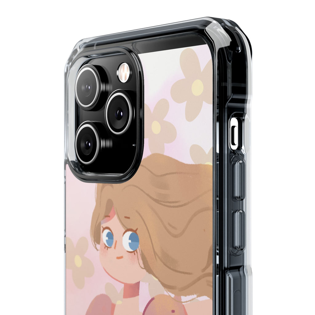 Clear Magnetic Phone Case — Pastel Girl Floral Design
