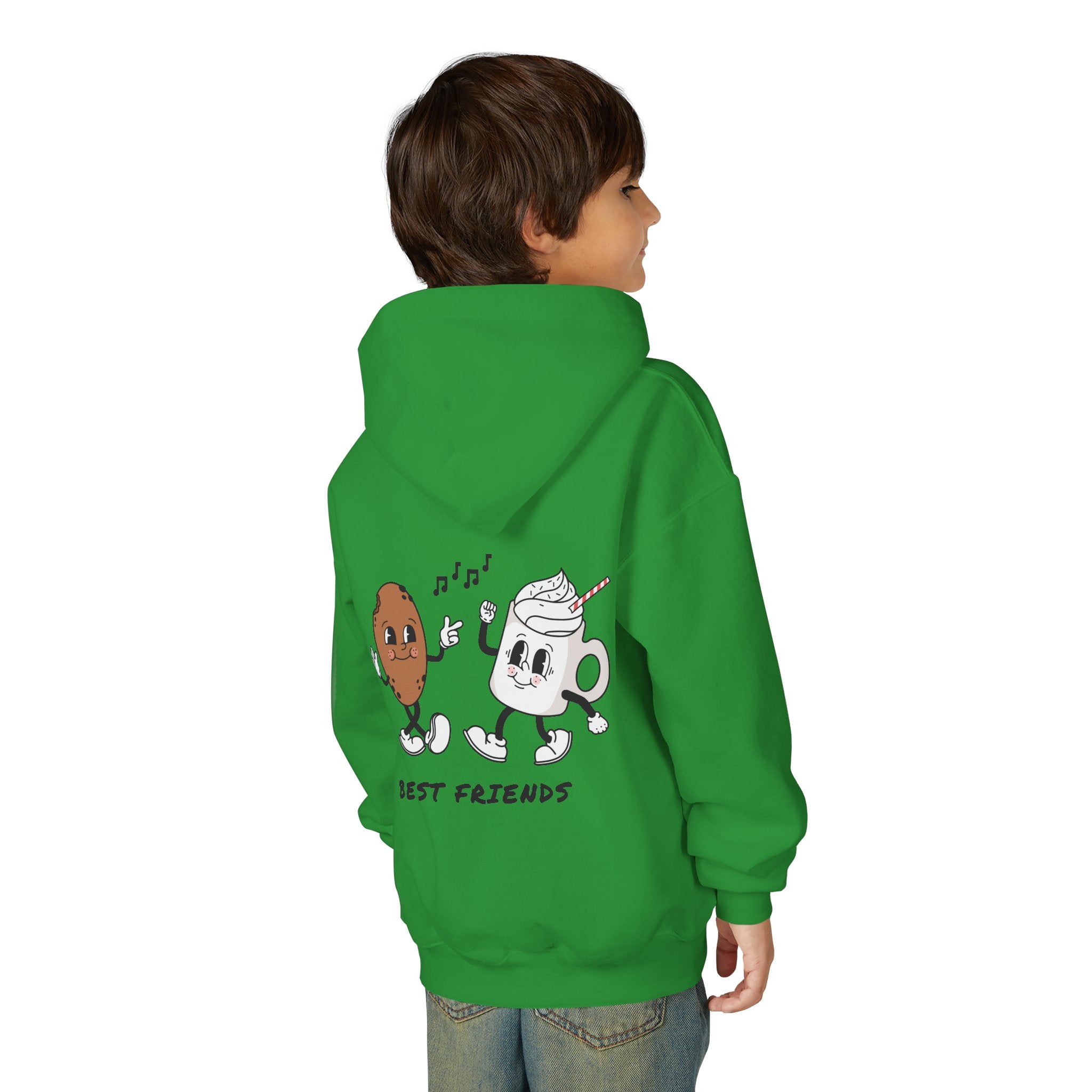 Youth Hoodie — "Alpha Gen" Best Friends Coffee & Donut Graphic