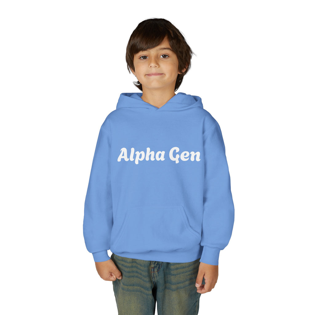 Youth Hoodie — "Alpha Gen" Best Friends Coffee & Donut Graphic