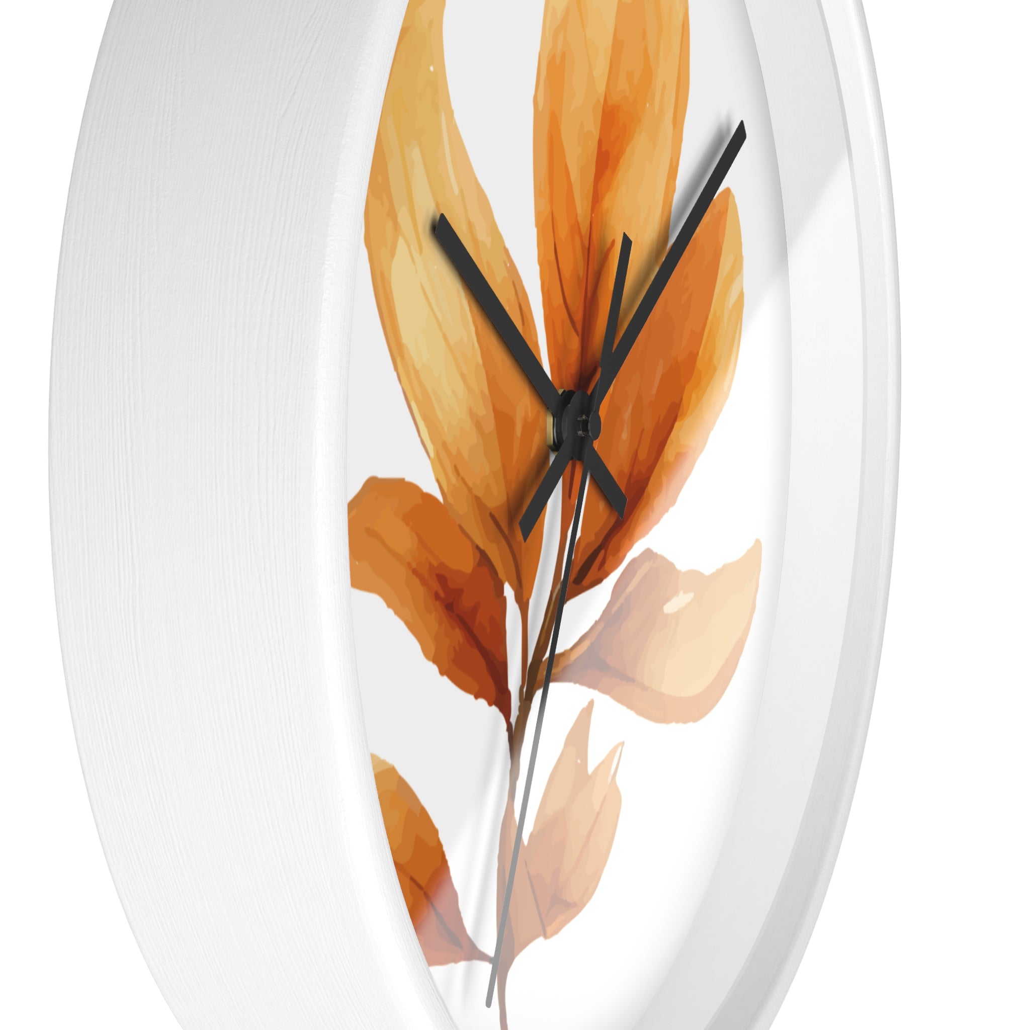 Autumn Watercolor Foliage Wall Clock