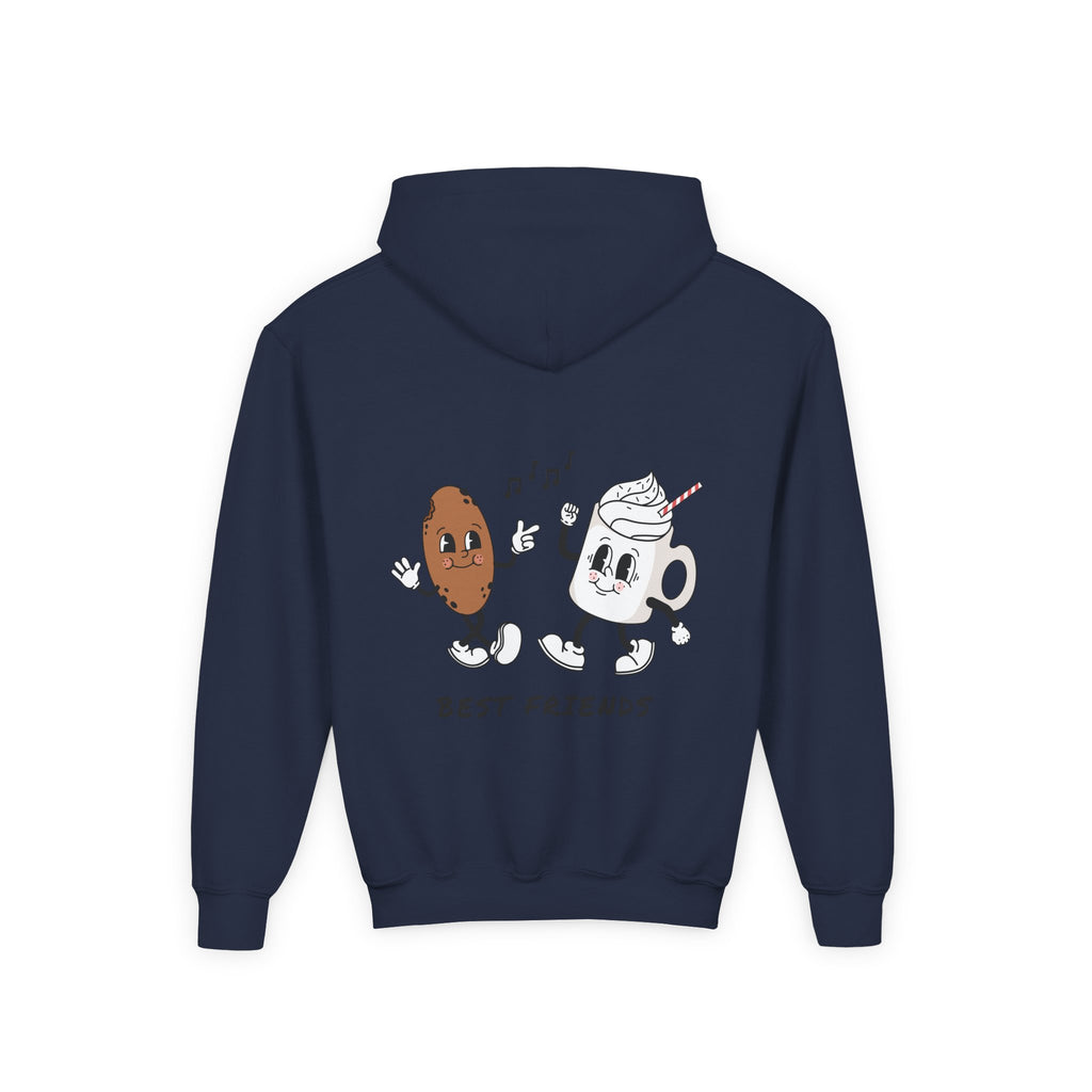 Youth Hoodie — "Alpha Gen" Best Friends Coffee & Donut Graphic