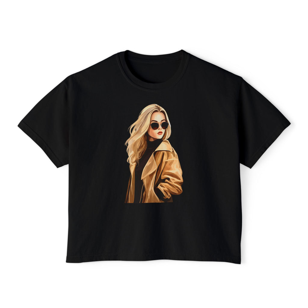 Boxy Tee - Chic Blonde Fashion Illustration Graphic