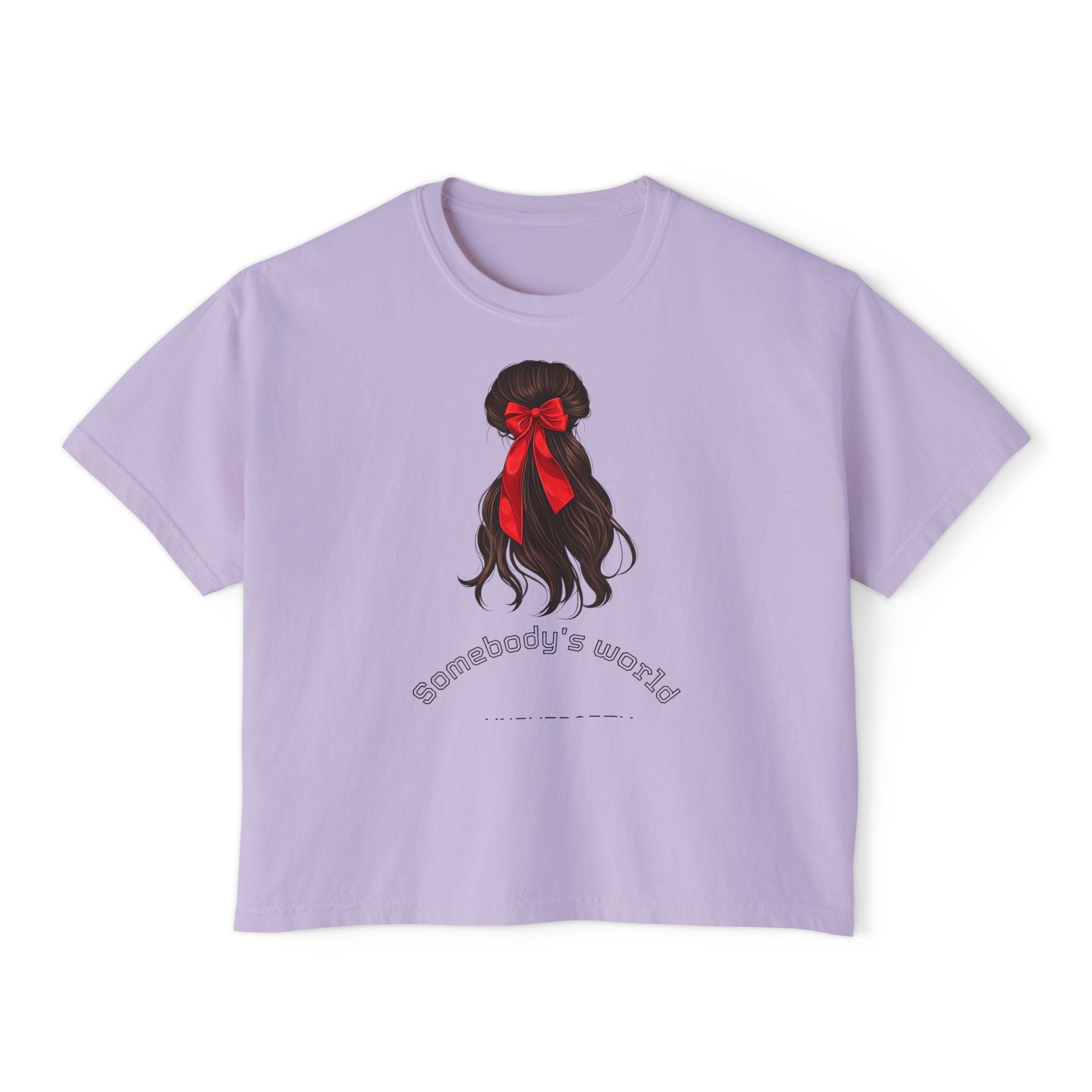 Red Ribbon Braided Hair illustration Tee | Somebody's Wizard text