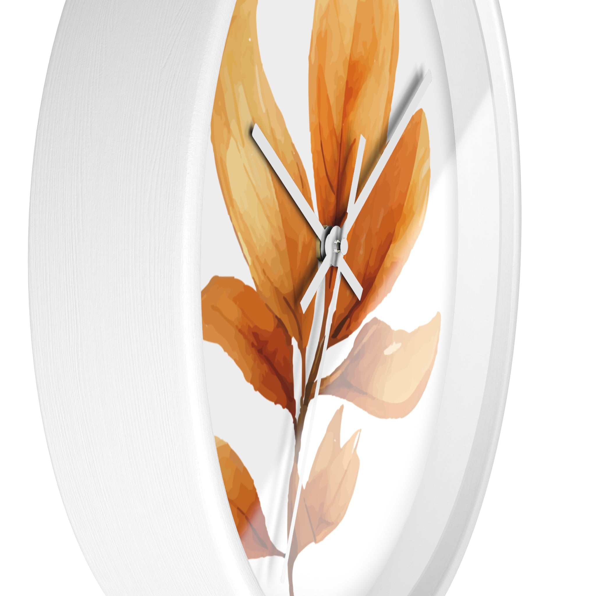 Autumn Watercolor Foliage Wall Clock