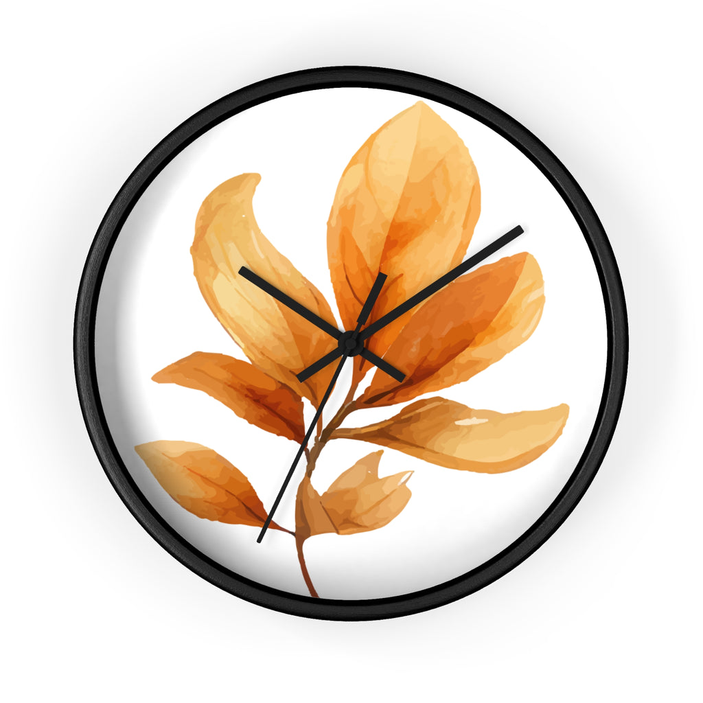 Autumn Watercolor Foliage Wall Clock