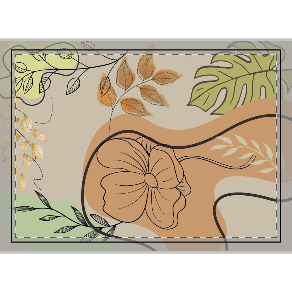 Botanical Abstract Area Rug — Earth Tones Floral Line Art