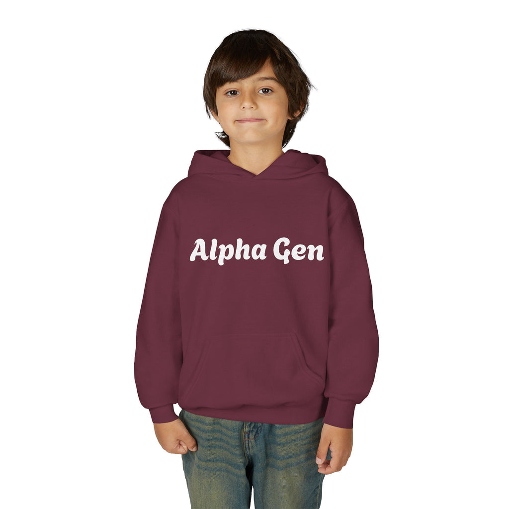Youth Hoodie — "Alpha Gen" Best Friends Coffee & Donut Graphic